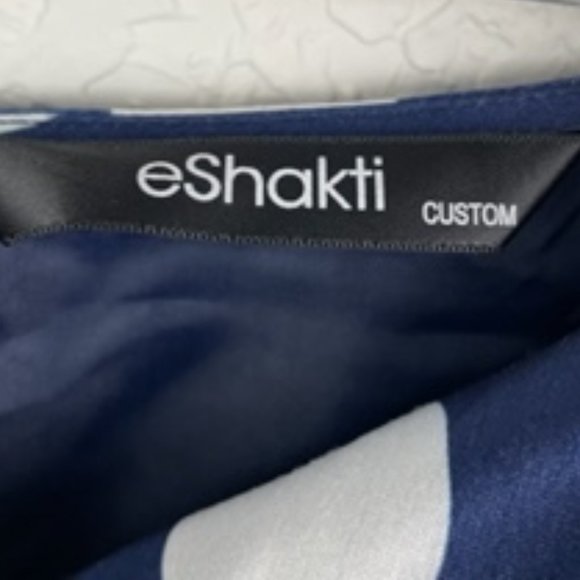 eShakti Custom Womens 8 Medium Navy Blue White Polka Dot Dress Sleeveless Lined - Picture 4 of 9